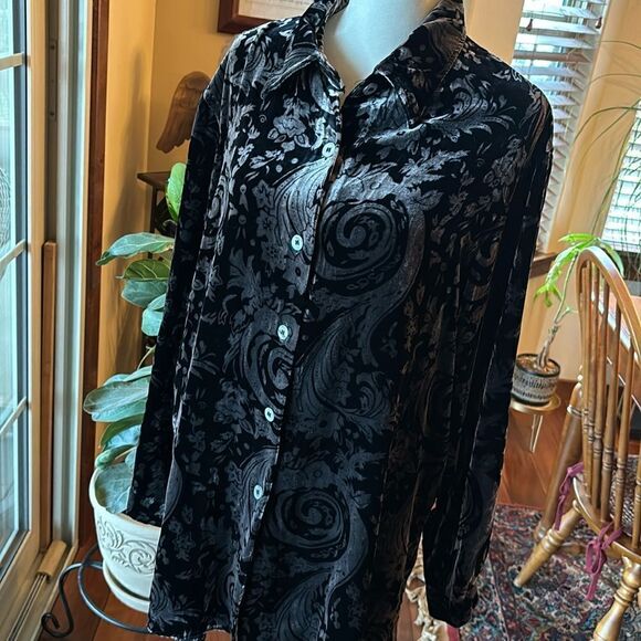 Coldwater Creek Velour Velvet Blouse / Tunic - M - Picture 1 of 6